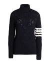 Thom Browne Woman Turtleneck Midnight Blue Size 4 Wool In Black