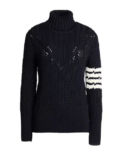 Thom Browne Woman Turtleneck Midnight Blue Size 4 Wool In Black