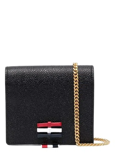 THOM BROWNE WOMEN'S 3-BOW CARD HOLDER W/ CHAIN STRAP