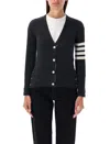Thom Browne 4-bar Classic V-neck Cardigan In Dark Grey