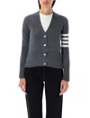 Thom Browne 4-bar Classic V-neck Cardigan In Med Grey