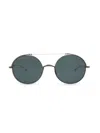 Thom Browne Oval-frame Metal Sunglasses Sunglasses Black Size 49 Metal In Black Iron