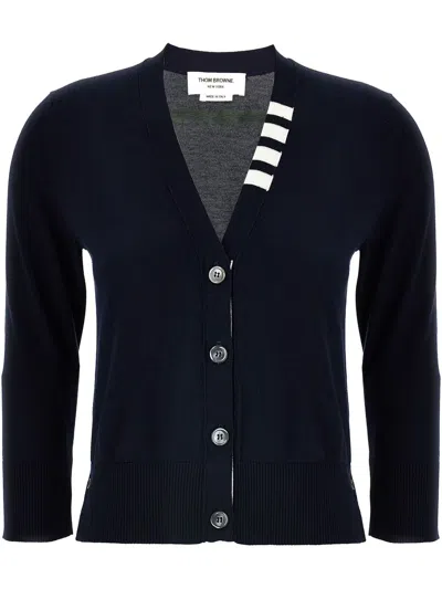 Thom Browne Women 4bar Cotton Cardigan In Blue