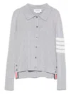 Thom Browne Women Jersey Polo With 4 Bar Stripe Detail In Light Grey
