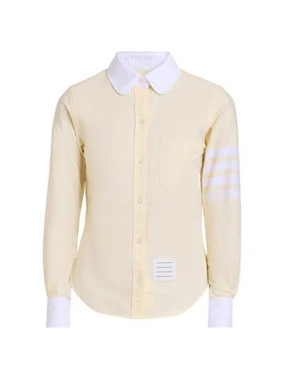 Thom Browne Women's 4-bar Long-sleeve Peter Pan Oxford Shirt In Yellow