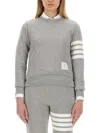 Thom Browne Womens Classic Sweatshirt In Classic Loop With Engineered 4 Bar In Gray