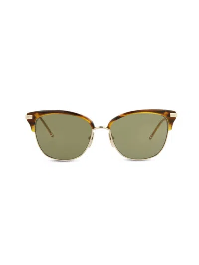 Thom Browne Women's 56mm Clubmaster Sunglasses In Gold Walnut