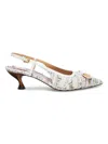 THOM BROWNE WOMEN'S ANCHOR BUTTON 50MM TWEED SLINGBACK PUMPS
