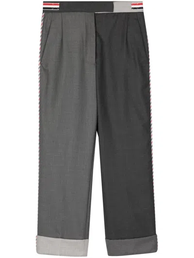 Thom Browne Two-tone Straight Trousers In 025 Dark Grey