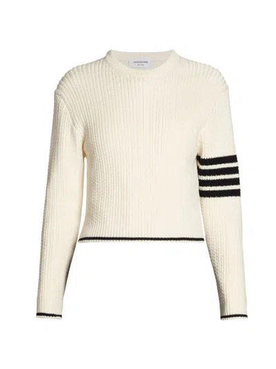 THOM BROWNE WOMEN'S BABY CABLE-KNIT WOOL CROP SWEATER