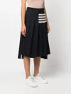 Thom Browne Women Below Knee Dropped Back Pleated Skirt In Engineered 4 Bar Plain Weave Suiting In 415 Navy