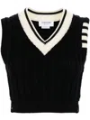 Thom Browne Cropped V Neck Pullover Vest In Blue
