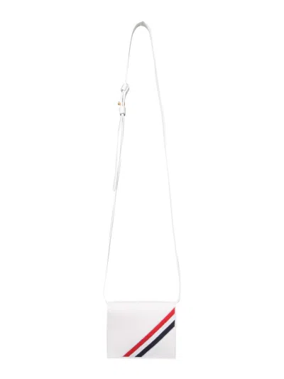 Thom Browne Women Card Holder With Shoulder Strap In White