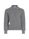 THOM BROWNE WOMEN'S CASHMERE LONG-SLEEVE POLO SHIRT