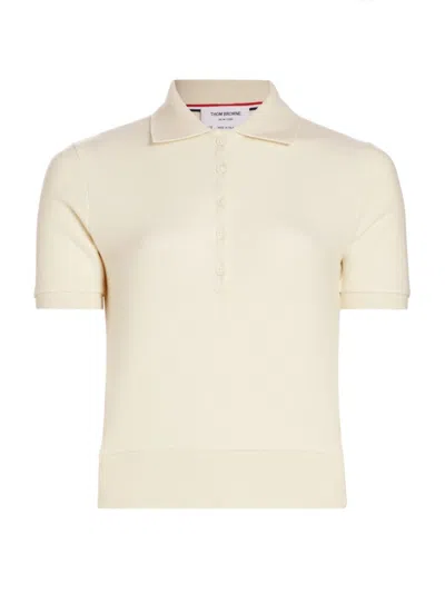 Thom Browne Women's Cashmere Piqué Polo Shirt In White