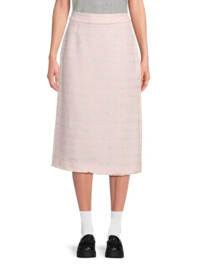 Thom Browne Women's Checked A-line Midi Skirt In Light Pastel Pink
