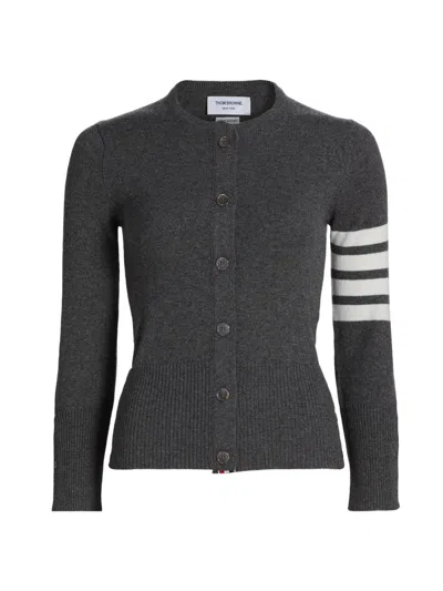 Thom Browne Women's Classic 4-bar Crewneck Cardigan In Gray