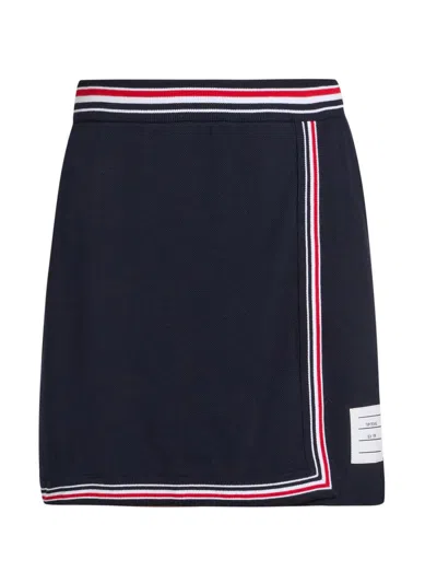 Thom Browne Striped-trim Wrap Mini Skirt In Blue