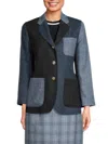 Thom Browne Patchwork Donegal Tweed Blazer In Navy