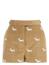 THOM BROWNE WOMEN'S CORDUROY SHORTS WITH WHITE DOG PATTERN