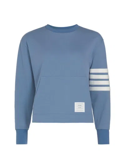 Thom Browne Women's Cotton Crewneck Sweatshirt In Blue