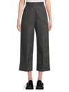 Thom Browne Women's Cotton Cuffed Cropped Trouser In Dark Grey
