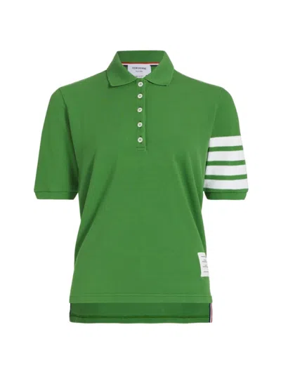 Thom Browne Women's Cotton Four-bar Polo Shirt In Green