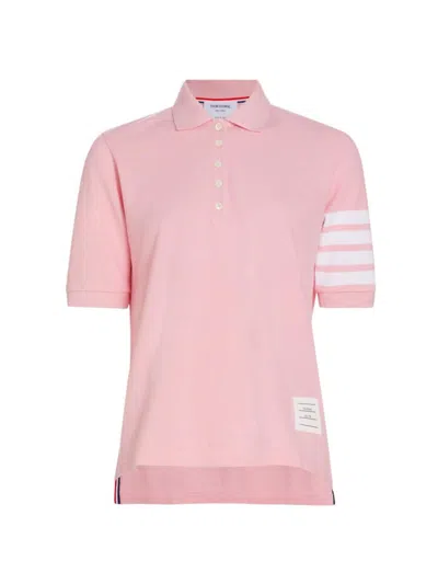 Thom Browne Women's Cotton Four-bar Polo Shirt In Pink