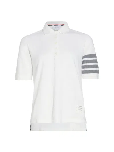 Thom Browne Women's Cotton Four-bar Polo Shirt In White