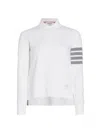 Thom Browne Women's Cotton Four-bar Polo Shirt In White