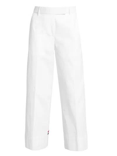 Thom Browne Women's Cotton Gabardine Crop Trousers In White