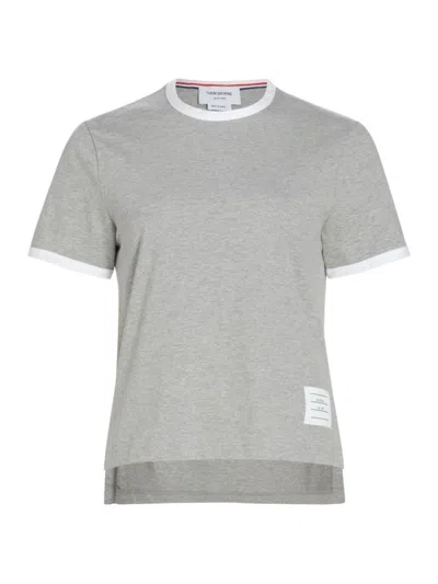 Thom Browne Women's Cotton Jersey Ringer Tee In Grey