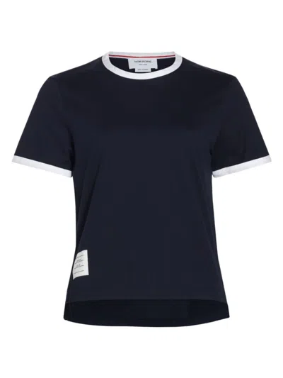 Thom Browne Women's Cotton Jersey Ringer Tee In Navy