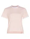 Thom Browne Women's Cotton Jersey Ringer Tee In Pink