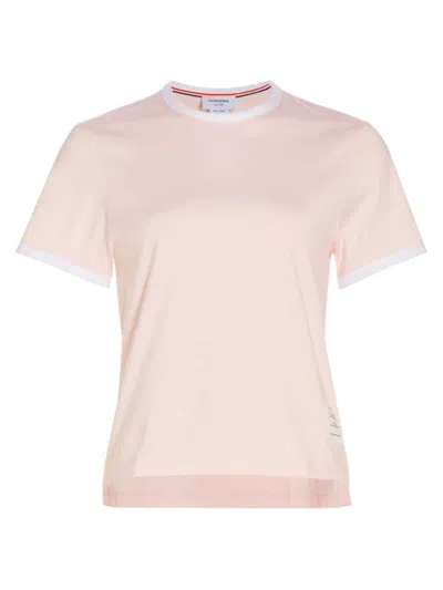 Thom Browne Women's Cotton Jersey Ringer Tee In Pink