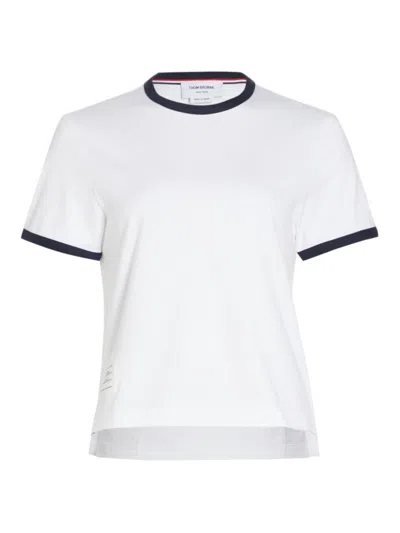 Thom Browne Women's Cotton Jersey Ringer Tee In White