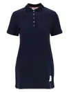 Thom Browne Mini Jacquard Knit Polo Dress In In Blue