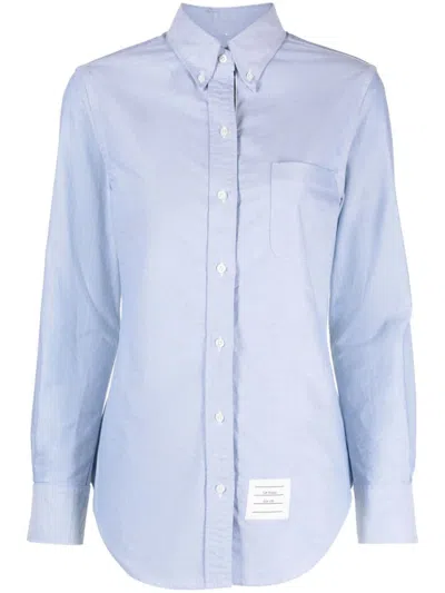Thom Browne Classic Long Sleeve Button Down Point Collar Shirt In Light Blue