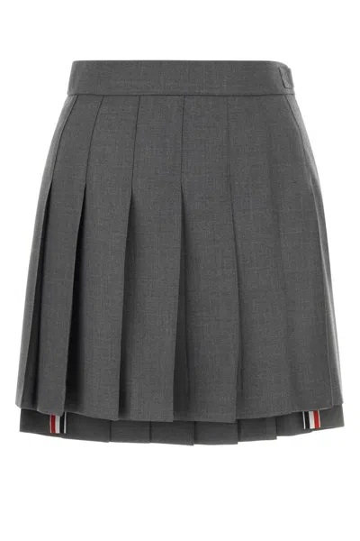 Thom Browne Women Dark Grey Wool Mini Skirt