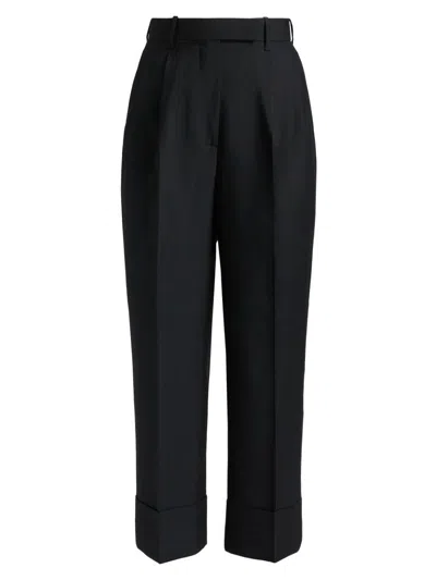 Thom Browne Women's Double-pleat High-rise Trousers In Black