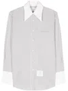 Thom Browne Striped Cotton Shirt In 035 Med Grey