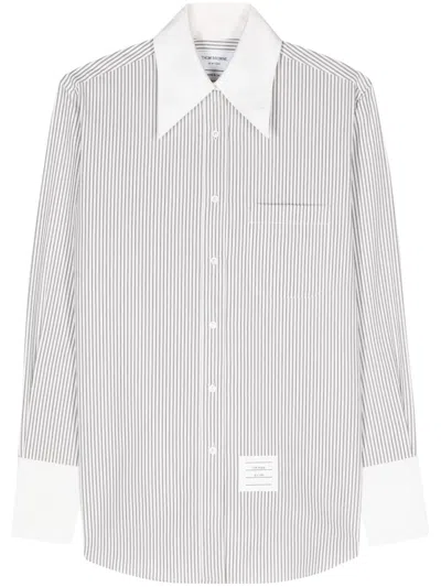 Thom Browne Striped Cotton Shirt In 035 Med Grey