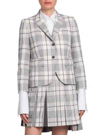 Thom Browne Women's Fit 3 Hairline Check Wool Sport Coat In Grey Multi