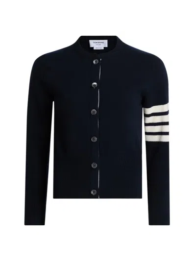 Thom Browne Women's Four Bar Wool Cardigan In Blue