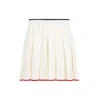 Thom Browne Needle Stitch Wool Pleated Mini Skirt In White