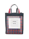 Thom Browne Women's Gingham Check Open Tote In Red Blue White