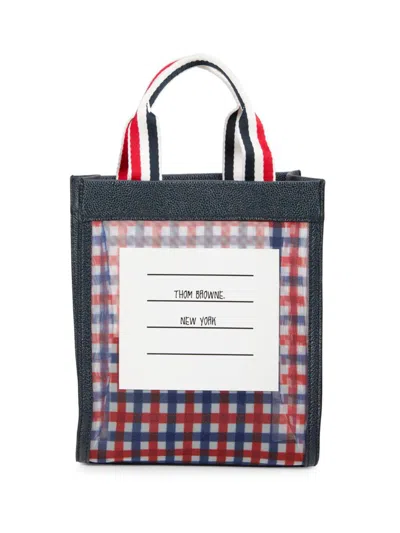 Thom Browne Women's Gingham Check Open Tote In Red Blue White