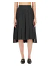 Thom Browne Ladies Navy Twill Pleated Midi Skirt In Grey