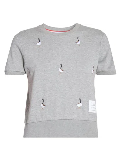 Thom Browne Women's Goose-printed Cotton T-shirt In Gray