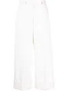 Thom Browne Women High Waisted Straight Leg Trouser In Organic Cotton Canvas In White